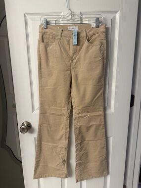 LOFT Beige Corduroy Slim Flare Pants